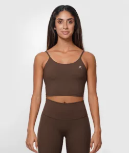 Women Slim Strap Sports Bra Brown thumbnail color variation