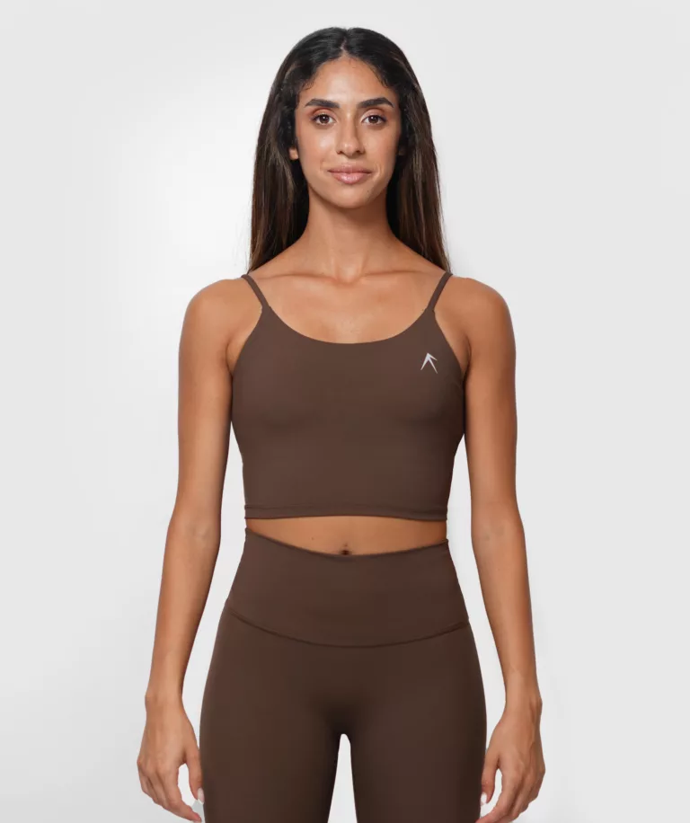 Women Slim Strap Sports Bra Brown Main Image