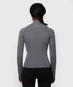 Women High Neck Jacket With Zipper Grey thumbnail 2