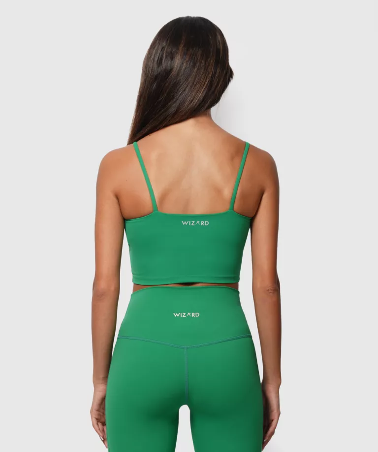 Women Slim Strap Sports Bra Green Image 2