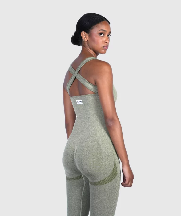 Women Ace X-Back Jumpsuit Olive-Marl thumbnail 3