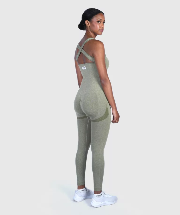 Women Ace X-Back Jumpsuit Olive-Marl thumbnail 4