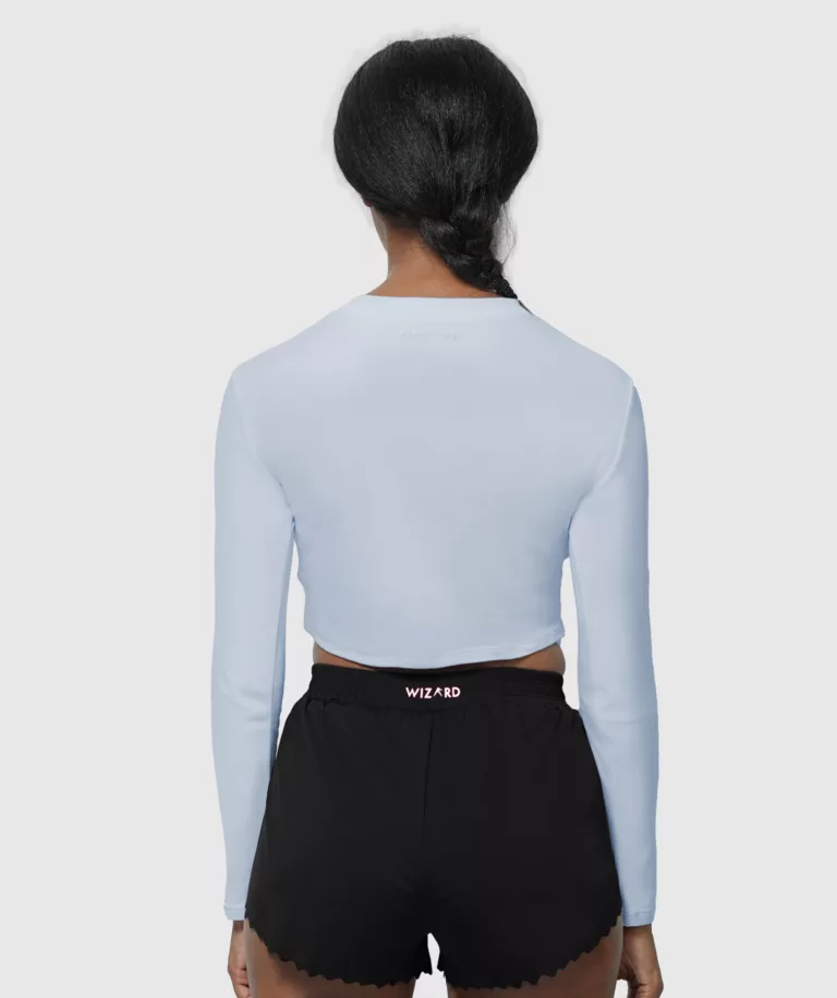 Women Comfy Cut-out Crop Top Light-Blue Image 2