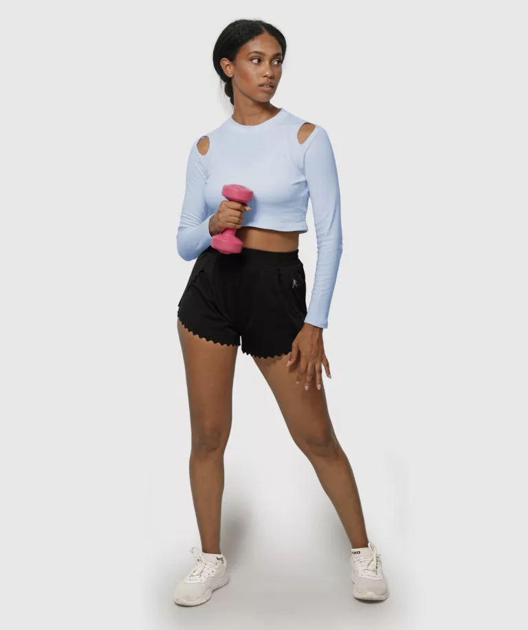 Women Comfy Cut-out Crop Top Light-Blue Image 5