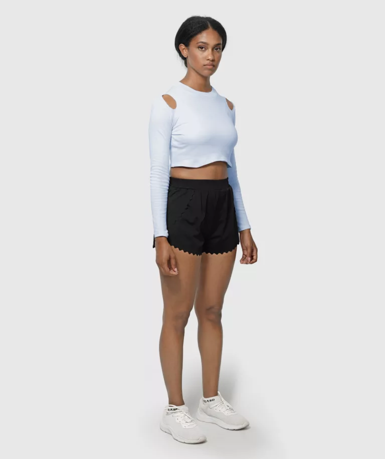 Women Comfy Cut-out Crop Top Light-Blue thumbnail 3