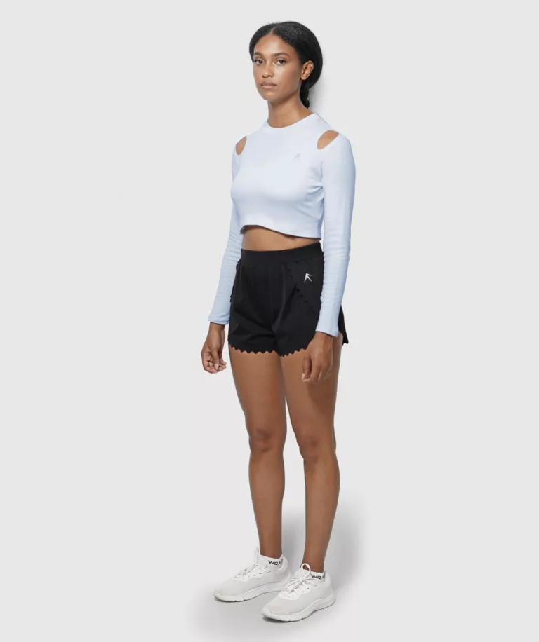 Women Comfy Cut-out Crop Top Light-Blue thumbnail 4