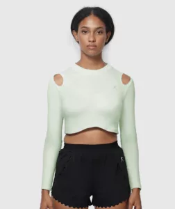 Women Comfy Cut-out Crop Top Light-Green thumbnail color variation