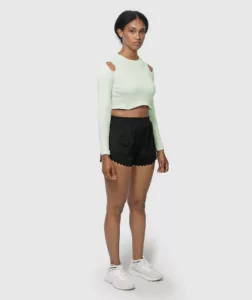 Women Comfy Cut-out Crop Top Light-Green thumbnail 3