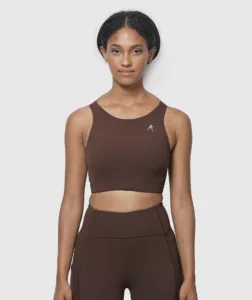 Women Performance Cross Back Bra Brown thumbnail color variation