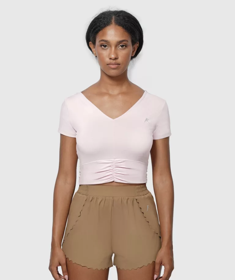 Women ProLite Ruched Crop Top Pink Image 1