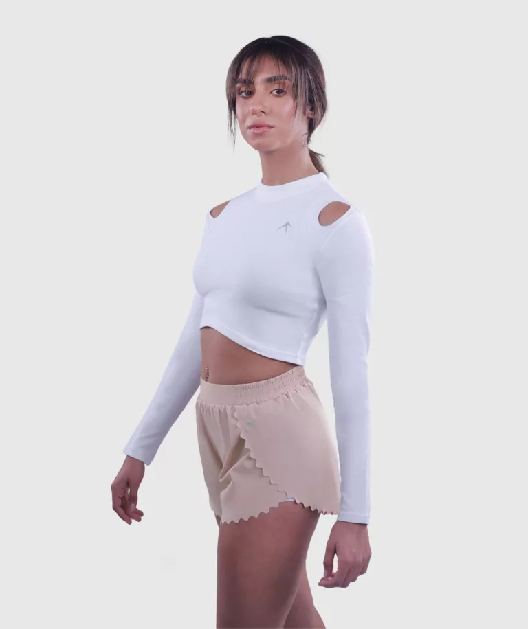 Women Comfy Cut-out Crop Top White thumbnail 3