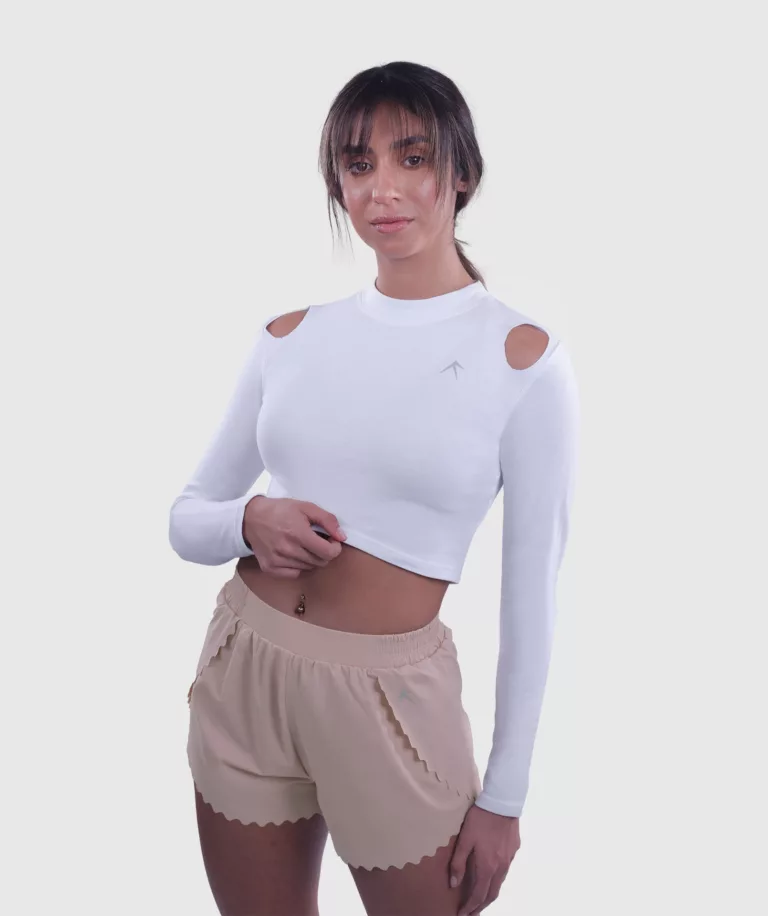 Women Comfy Cut-out Crop Top White Image 5