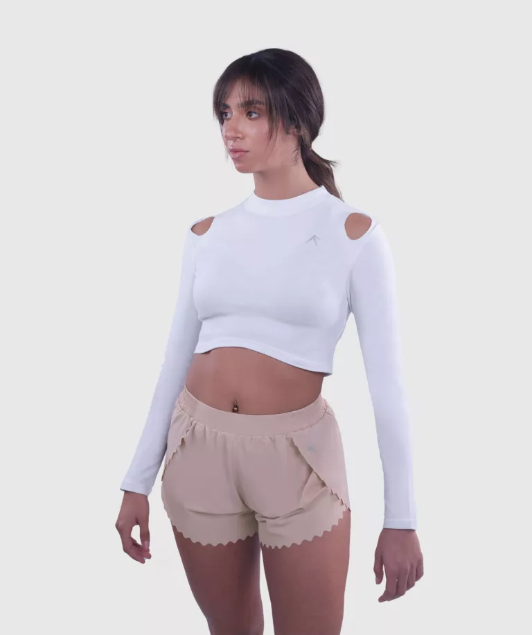 Women Comfy Cut-out Crop Top White thumbnail 4