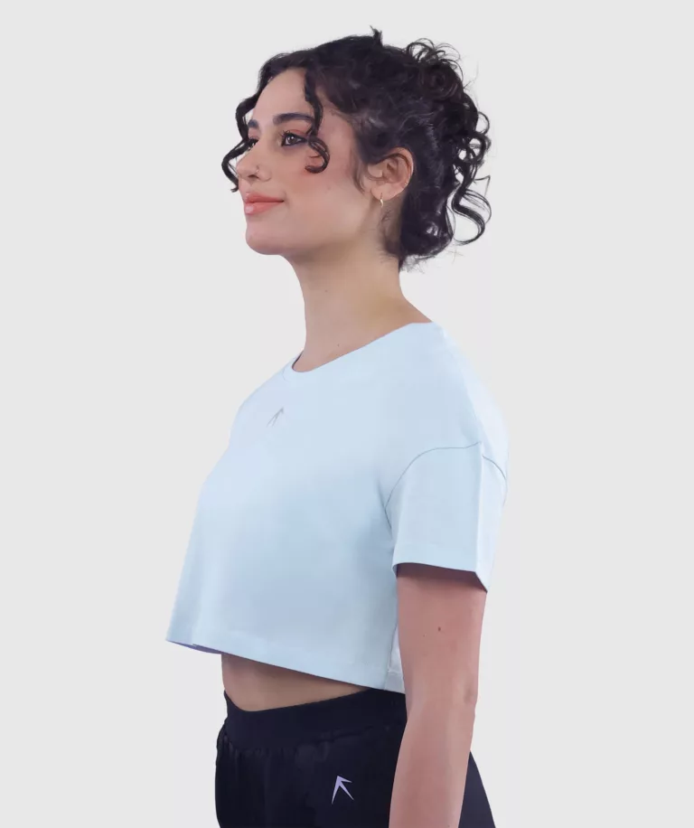 Women Comfy Crop Top Sky-Blue Image 5