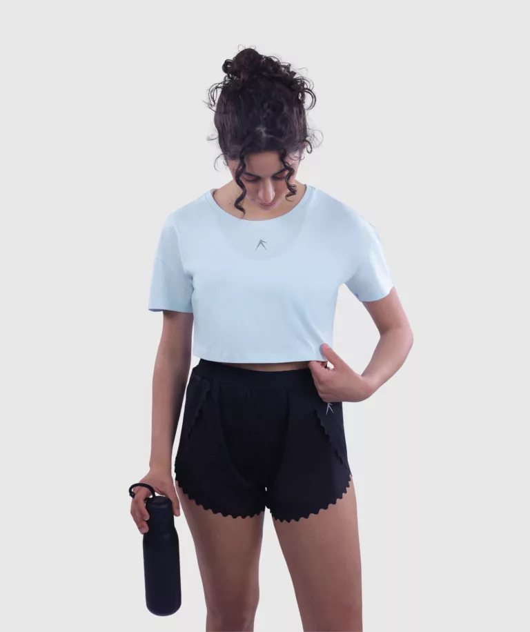 Women Comfy Crop Top Sky-Blue Image 6